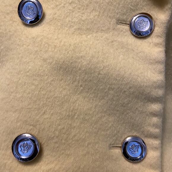 VTG Escada Blazer Coat Rabbit Fur Angora Collared Double Breasted Yellow 40 M - Picture 3 of 5